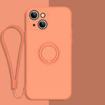 Custodia in silicone liquido per iPhone 13 mini con cordino
