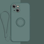 Custodia in silicone per iPhone 13 con anello e cordino