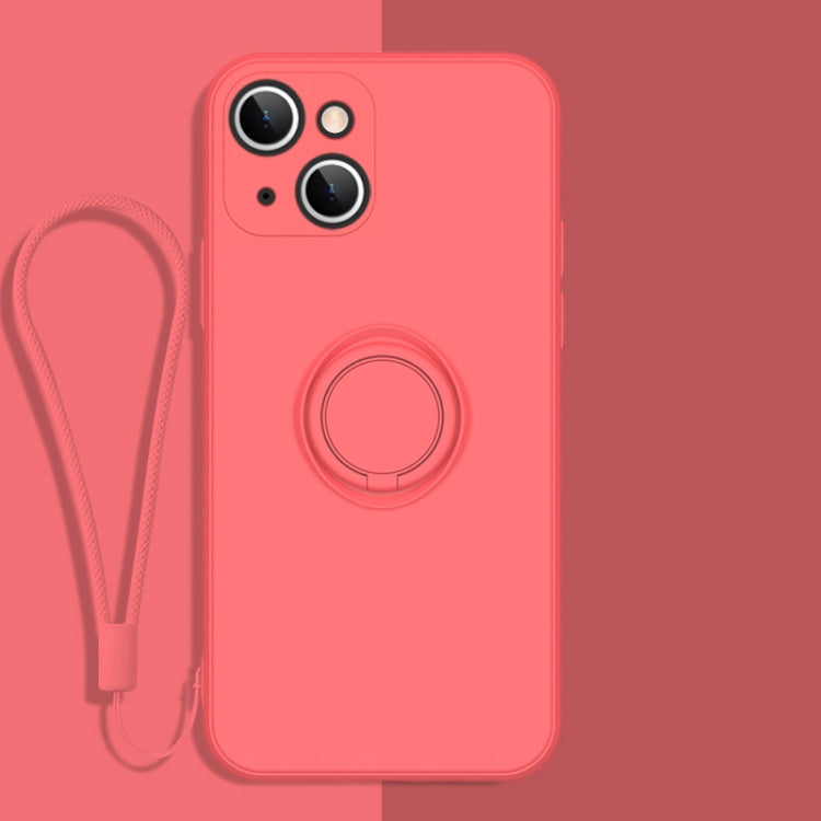 Custodia in silicone per iPhone 13 con anello e cordino