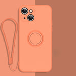 Custodia in silicone per iPhone 13 con anello e cordino