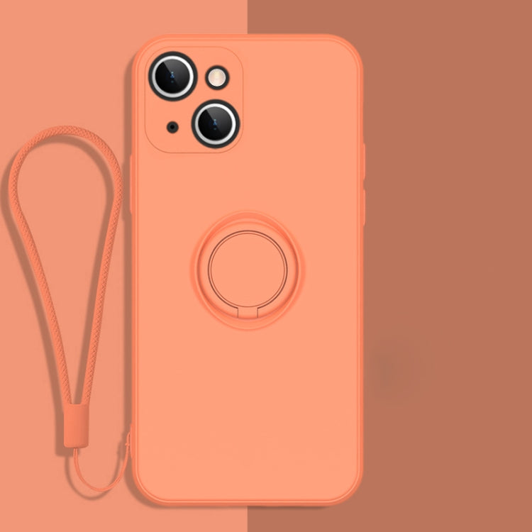 Custodia in silicone per iPhone 13 con anello e cordino