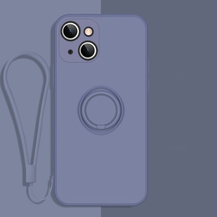 Custodia in silicone per iPhone 13 con anello e cordino