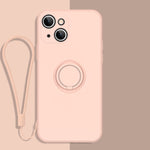 Custodia in silicone per iPhone 13 con anello e cordino