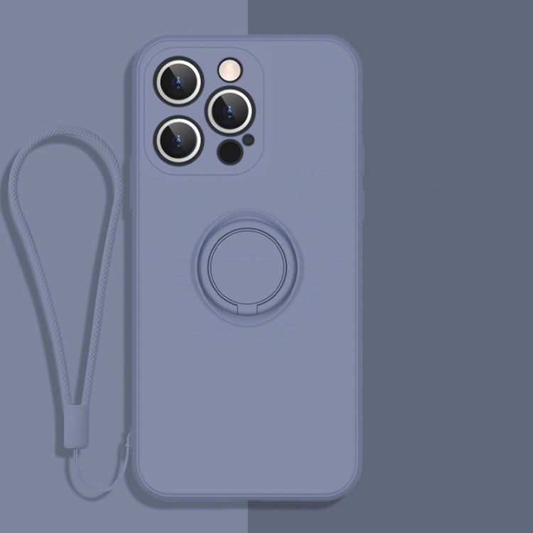 Custodia in silicone liquido per iPhone 13 Pro con cordino