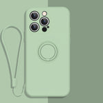 Custodia in silicone liquido per iPhone 13 Pro con cordino