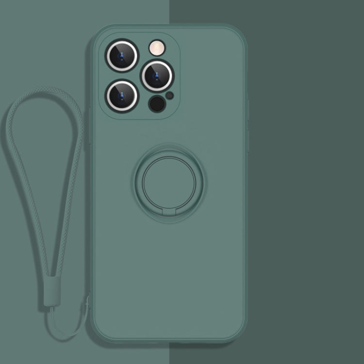 Custodia in silicone liquido per iPhone 13 Pro Max con cordino