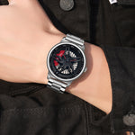 SANDA 1062 Orologio al quarzo da uomo con cinturino in acciaio con quadrante girevole a 360 gradi, 1062 Steel Strap