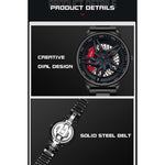 SANDA 1062 Orologio al quarzo da uomo con cinturino in acciaio con quadrante girevole a 360 gradi, 1062 Steel Strap