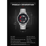 SANDA 1062 Orologio al quarzo da uomo con cinturino in acciaio con quadrante girevole a 360 gradi, 1062 Steel Strap