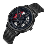 SANDA 1062 Orologio al quarzo da uomo con cinturino in maglia con quadrante girevole a 360 gradi, 1062 Mesh Strap