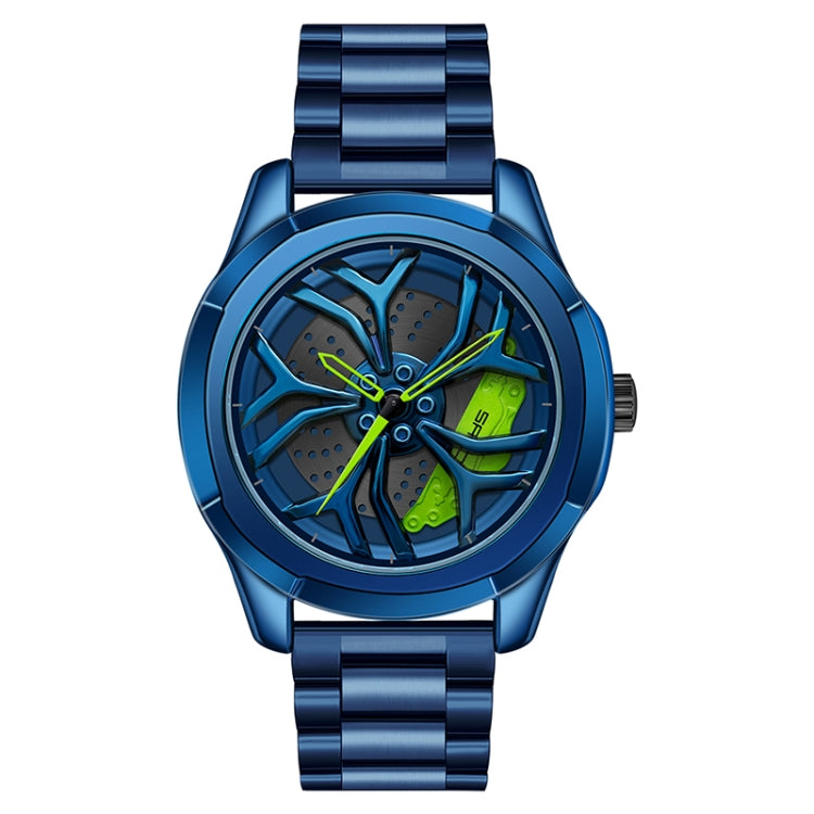 SANDA 1065 Orologio al quarzo da uomo con quadrante non girevole con ruota cava 3D, Steel Belt, Leather Belt, Mesh Belt