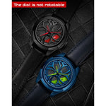 SANDA 1065 Orologio al quarzo da uomo con quadrante non girevole con ruota cava 3D, Steel Belt, Leather Belt, Mesh Belt