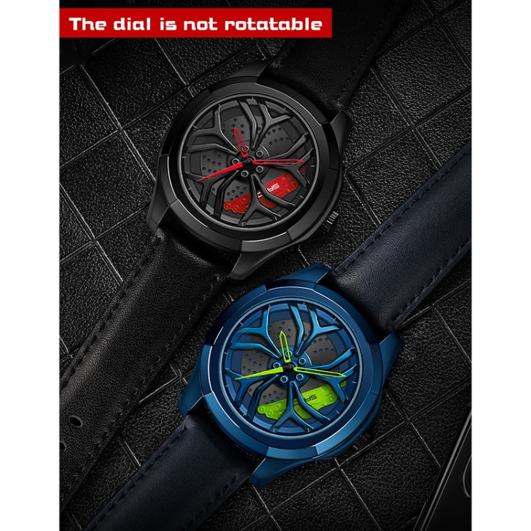 SANDA 1065 Orologio al quarzo da uomo con quadrante non girevole con ruota cava 3D, Steel Belt, Leather Belt, Mesh Belt