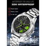 SANDA 1065 Orologio al quarzo da uomo con quadrante non girevole con ruota cava 3D, Steel Belt, Leather Belt, Mesh Belt