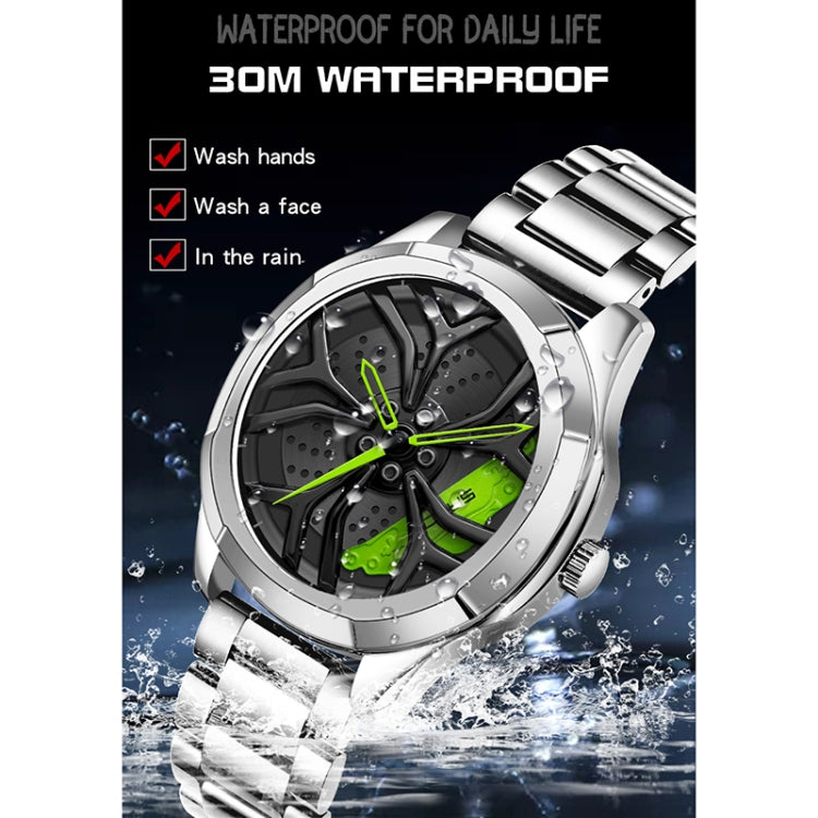 SANDA 1065 Orologio al quarzo da uomo con quadrante non girevole con ruota cava 3D, Steel Belt, Leather Belt, Mesh Belt
