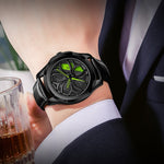 SANDA 1065 Orologio al quarzo da uomo con quadrante non girevole con ruota cava 3D, Steel Belt, Leather Belt, Mesh Belt
