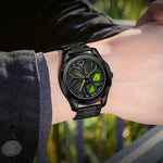 SANDA 1065 Orologio al quarzo da uomo con quadrante non girevole con ruota cava 3D, Steel Belt, Leather Belt, Mesh Belt