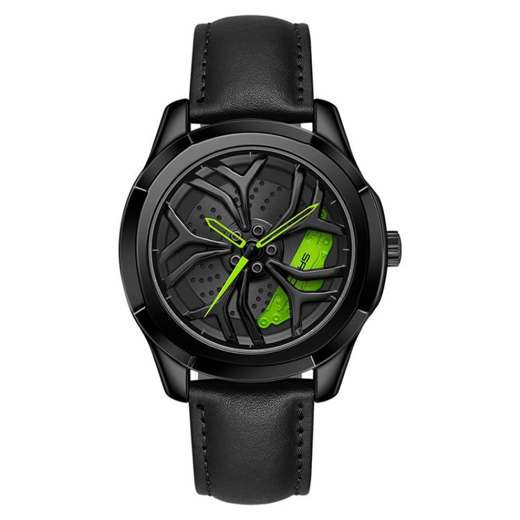 SANDA 1065 Orologio al quarzo da uomo con quadrante non girevole con ruota cava 3D, Steel Belt, Leather Belt, Mesh Belt