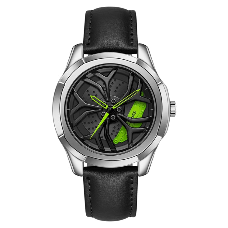 SANDA 1065 Orologio al quarzo da uomo con quadrante non girevole con ruota cava 3D, Steel Belt, Leather Belt, Mesh Belt