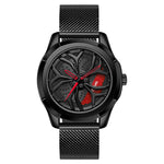 SANDA 1065 Orologio al quarzo da uomo con quadrante non girevole con ruota cava 3D, Steel Belt, Leather Belt, Mesh Belt