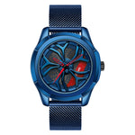 SANDA 1065 Orologio al quarzo da uomo con quadrante non girevole con ruota cava 3D, Steel Belt, Leather Belt, Mesh Belt
