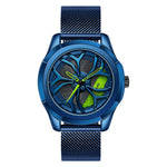 SANDA 1065 Orologio al quarzo da uomo con quadrante non girevole con ruota cava 3D, Steel Belt, Leather Belt, Mesh Belt
