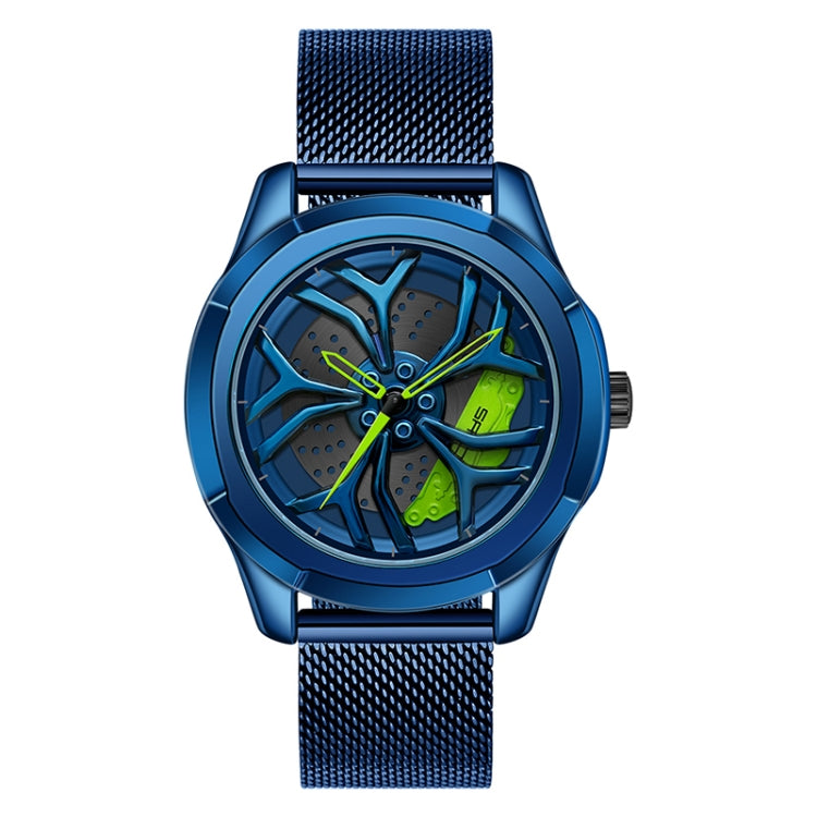 SANDA 1065 Orologio al quarzo da uomo con quadrante non girevole con ruota cava 3D, Steel Belt, Leather Belt, Mesh Belt