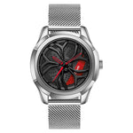 SANDA 1065 Orologio al quarzo da uomo con quadrante non girevole con ruota cava 3D, Steel Belt, Leather Belt, Mesh Belt
