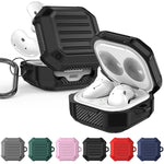Custodia protettiva per auricolari da viaggio in fibra di carbonio antiurto con gancio, For Samsung Galaxy Buds Live / Buds 2 / Buds Pro / Buds 2 Pro