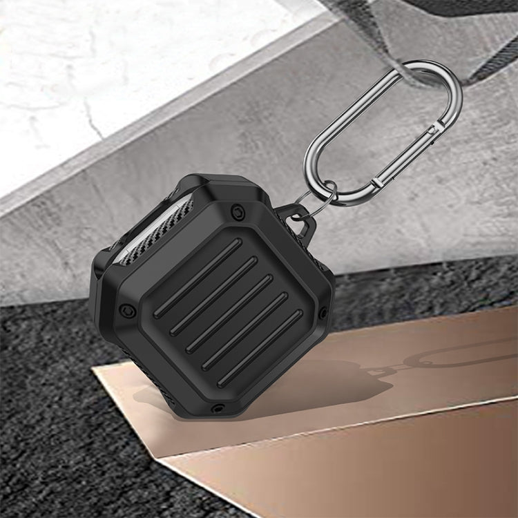 Custodia protettiva per auricolari da viaggio in fibra di carbonio antiurto con gancio, For Samsung Galaxy Buds Live / Buds 2 / Buds Pro / Buds 2 Pro