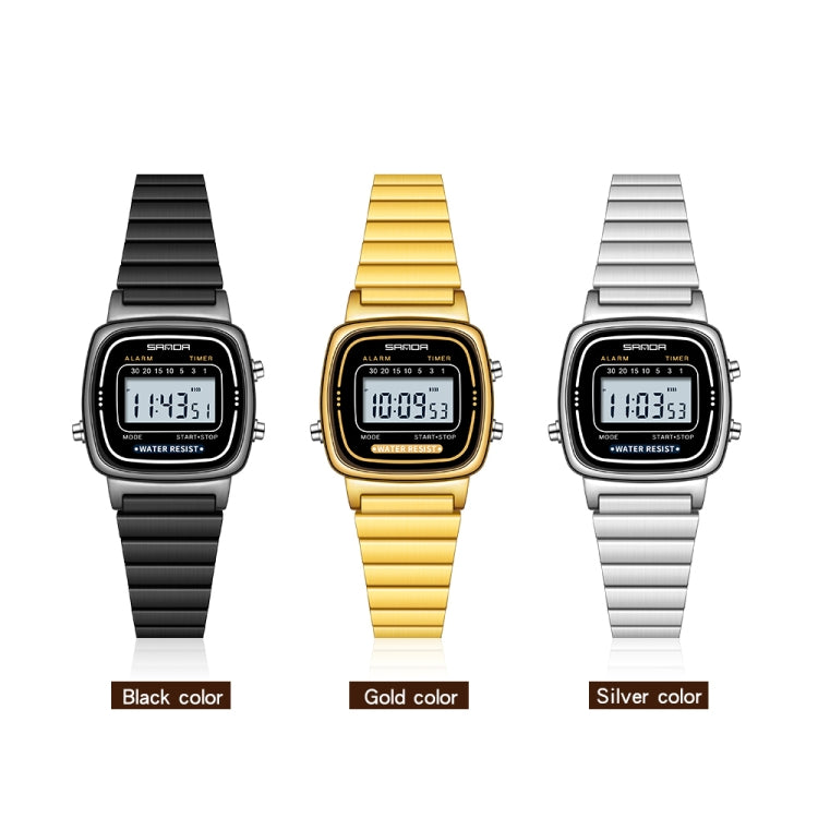 SANDA 6053 Square LED Digital Display Dial Running Seconds Sveglia Orologio elettronico da donna