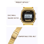 SANDA 6053 Square LED Digital Display Dial Running Seconds Sveglia Orologio elettronico da donna