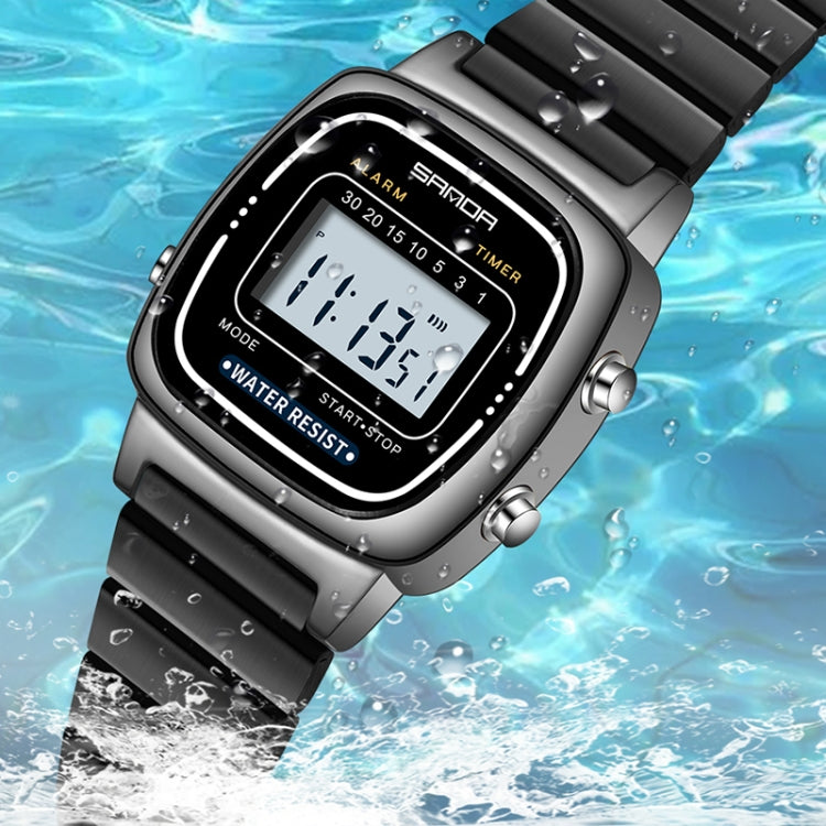 SANDA 6053 Square LED Digital Display Dial Running Seconds Sveglia Orologio elettronico da donna