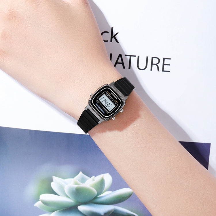 SANDA 6053 Square LED Digital Display Dial Running Seconds Sveglia Orologio elettronico da donna