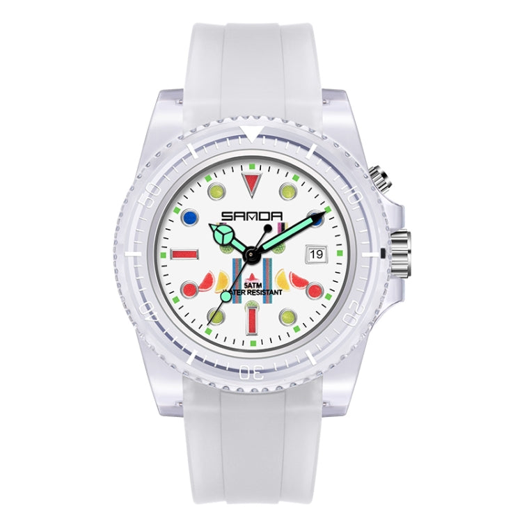 SANDA 6078 Orologio al quarzo da donna con quadrante fluorescente e cinturino trasparente
