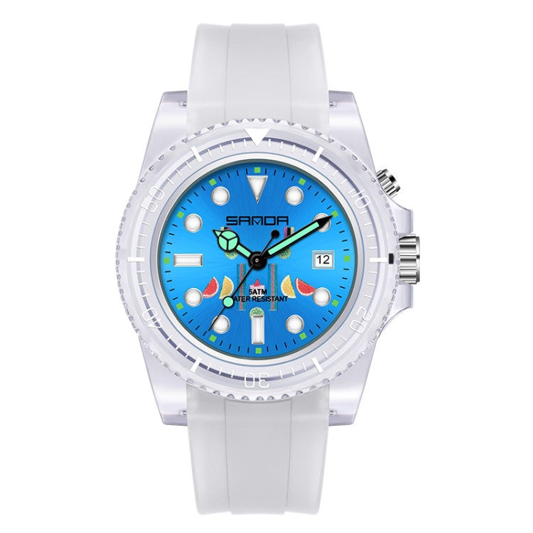 SANDA 6078 Orologio al quarzo da donna con quadrante fluorescente e cinturino trasparente