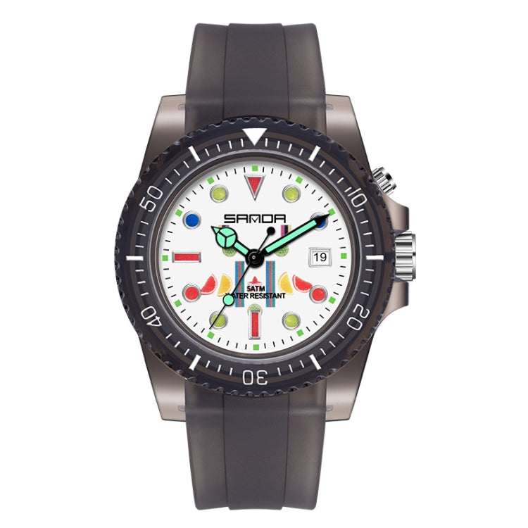 SANDA 6078 Orologio al quarzo da donna con quadrante fluorescente e cinturino trasparente