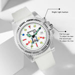 SANDA 6078 Orologio al quarzo da donna con quadrante fluorescente e cinturino trasparente