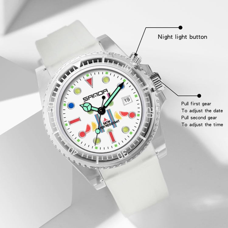 SANDA 6078 Orologio al quarzo da donna con quadrante fluorescente e cinturino trasparente