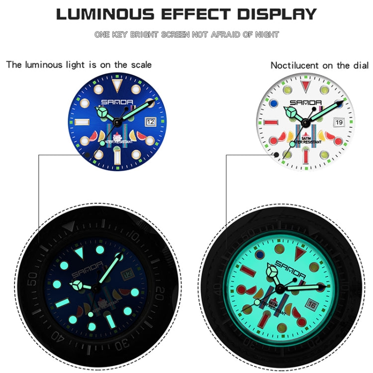 SANDA 6078 Orologio al quarzo da donna con quadrante fluorescente e cinturino trasparente