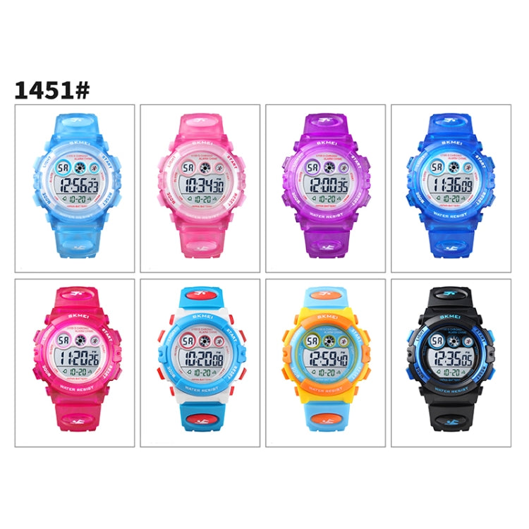 SKMEI 1451 Cronometro digitale a LED Cronografo Orologio elettronico sportivo per bambini luminoso, 1451(Transparent Pink Blue), 1451(Transparent Pink), 1451(Transparent Purple), 1451(Transparent Sky Blue), 1451(Transparent Rose Red)                   ...