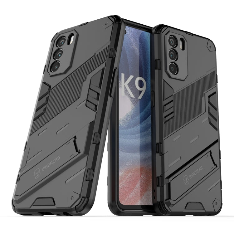 Punk Armor 2 in 1 PC + custodia per telefono antiurto in TPU con supporto invisibile, For OPPO K9 Pro, For Samsung Galaxy M52 5G