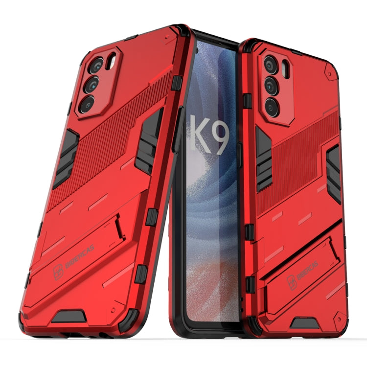 Punk Armor 2 in 1 PC + custodia per telefono antiurto in TPU con supporto invisibile, For OPPO K9 Pro, For Samsung Galaxy M52 5G
