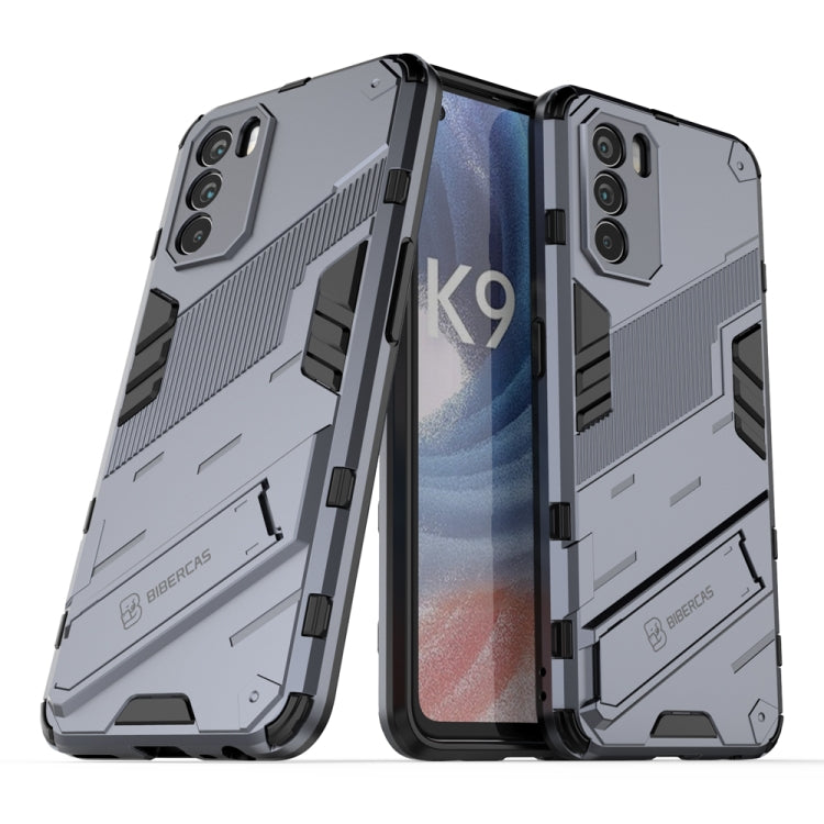 Punk Armor 2 in 1 PC + custodia per telefono antiurto in TPU con supporto invisibile, For OPPO K9 Pro, For Samsung Galaxy M52 5G