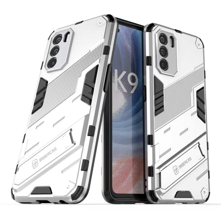 Punk Armor 2 in 1 PC + custodia per telefono antiurto in TPU con supporto invisibile, For OPPO K9 Pro, For Samsung Galaxy M52 5G
