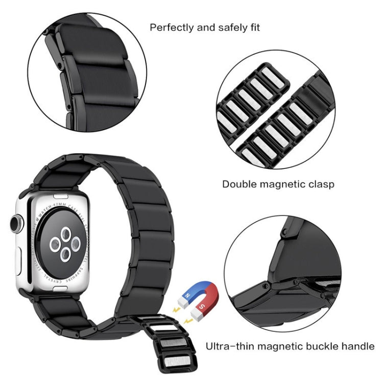 Cinturino di ricambio per cinturino di ricambio in acciaio magnetico con giunto di bambù per la serie Apple Watch, 7 41mm / 6&SE&5&4 40mm / 3&2&1 38mm, 7 45mm / 6&SE&5&4 44mm / 3&2&1 42mm