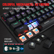 HXSJ V900 Tastiera cablata meccanica con effetti di luce a 61 tasti, Black Red, Black White, Black, White