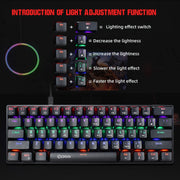HXSJ V900 Tastiera cablata meccanica con effetti di luce a 61 tasti, Black Red, Black White, Black, White