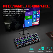 HXSJ V900 Tastiera cablata meccanica con effetti di luce a 61 tasti, Black Red, Black White, Black, White