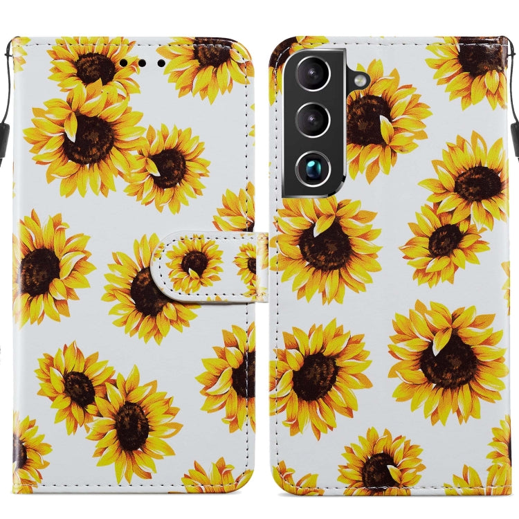 Custodia in pelle per telefono a conchiglia orizzontale con motivo dipinto con supporto, slot per schede e cornice per foto, For Samsung Galaxy S22 5G, For Samsung Galaxy S22+ 5G, For Samaung Galaxy S22 Ultra 5G